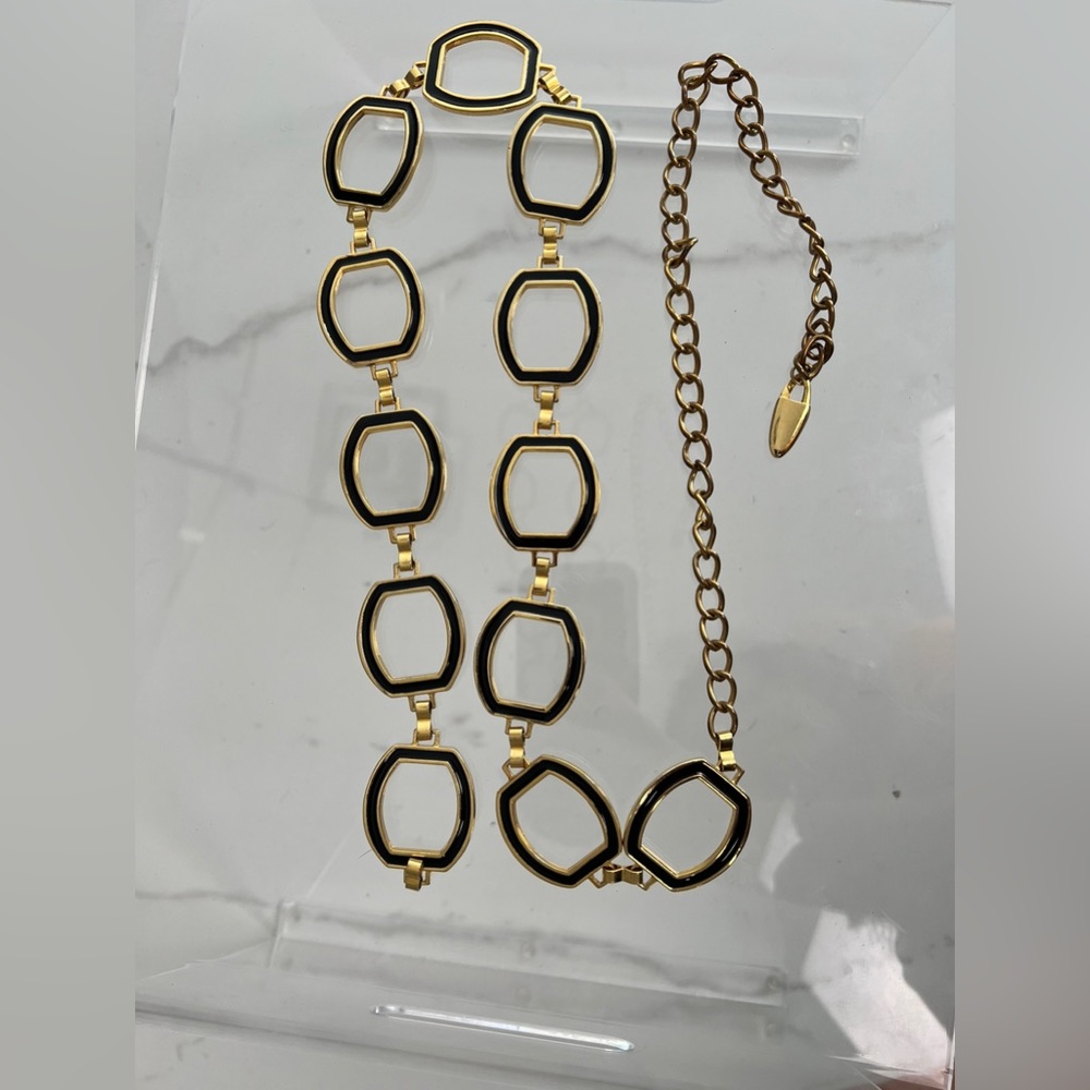Chunky Gold and Black Chain Belt